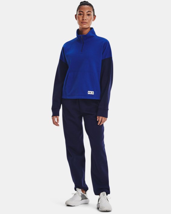 Women's UA Playback Fleece Oversized ¼ Zip, Blue, pdpMainDesktop image number 2